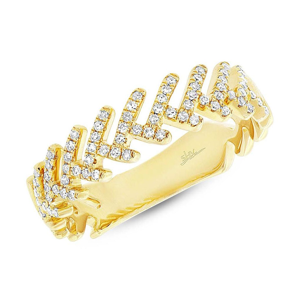 0.20 Ctw 14k Yellow Gold Diamond Leaf Ring