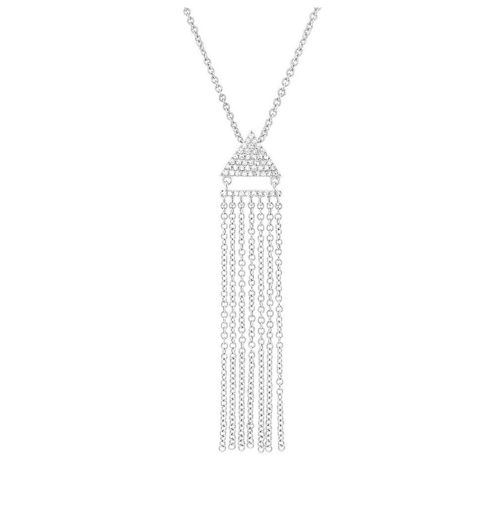 0.11 Ctw 14k White Gold Diamond Fringe Necklace