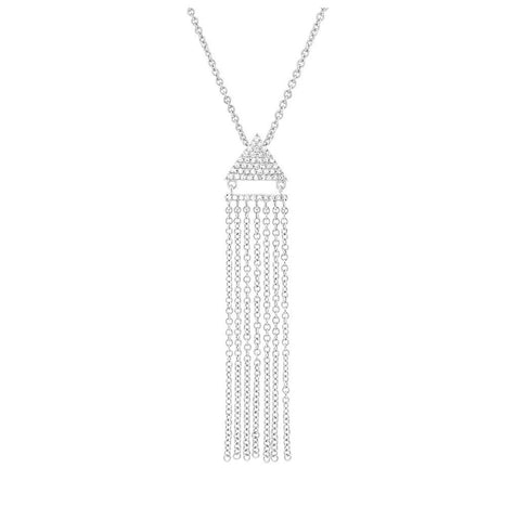 0.11 Ctw 14k White Gold Diamond Fringe Necklace