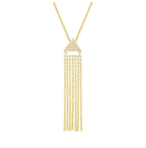 0.11 Ctw 14k Yellow Gold Diamond Fringe Necklace