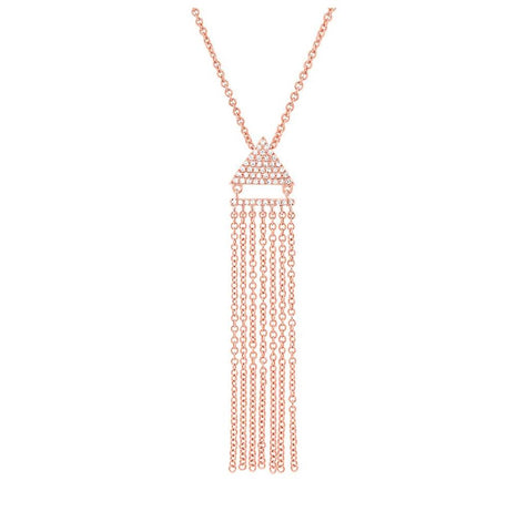 0.11 Ctw 14k Rose Gold Diamond Fringe Necklace