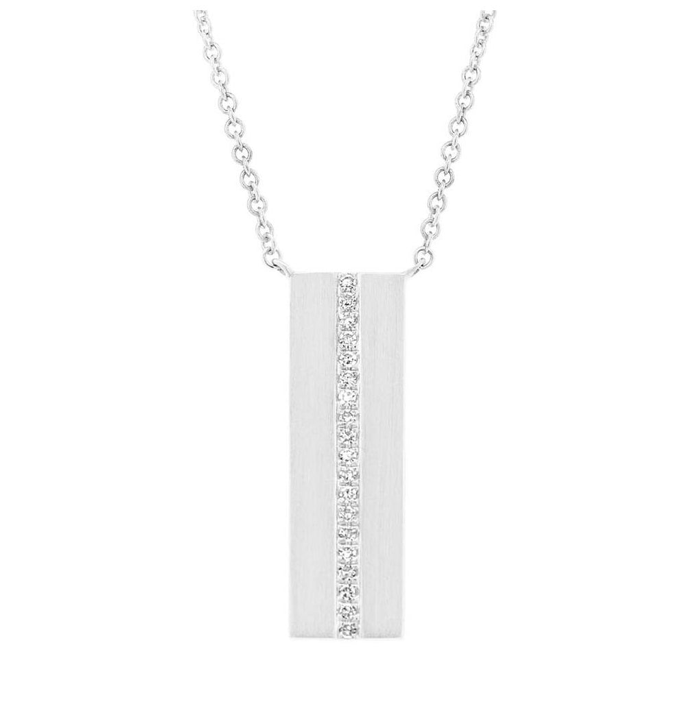 0.06 Ctw 14k White Gold Diamond Bar Necklace