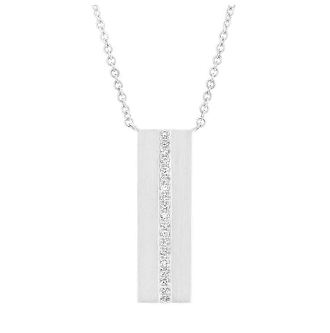 0.06 Ctw 14k White Gold Diamond Bar Necklace