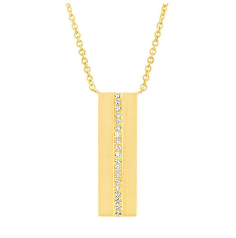 0.06 Ctw 14k Yelllow Gold Diamond Bar Necklace