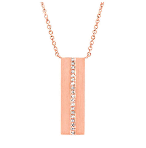 0.06 Ctw 14k Rose Gold Diamond Bar Necklace