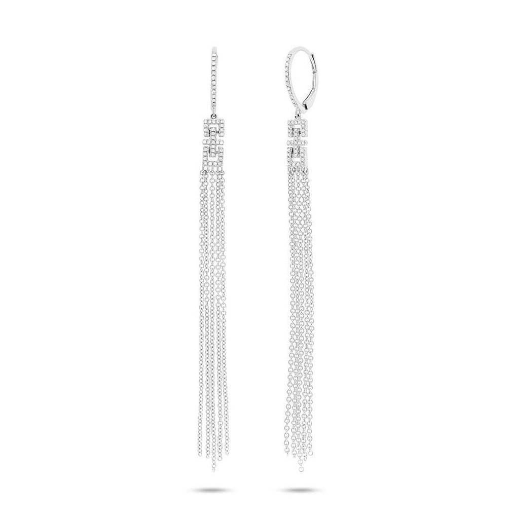 0.24 Ctw 14k White Gold Diamond Fringe Earring