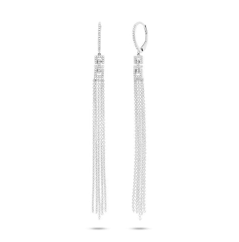 0.24 Ctw 14k White Gold Diamond Fringe Earring