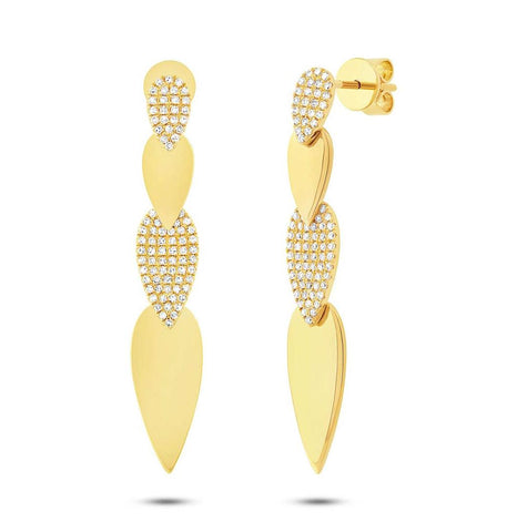 0.37 Ctw 14k Yellow Gold Diamond Pave Earring