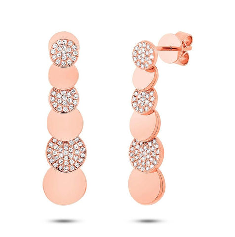 0.29 Ctw 14k Rose Gold Diamond Pave Earring