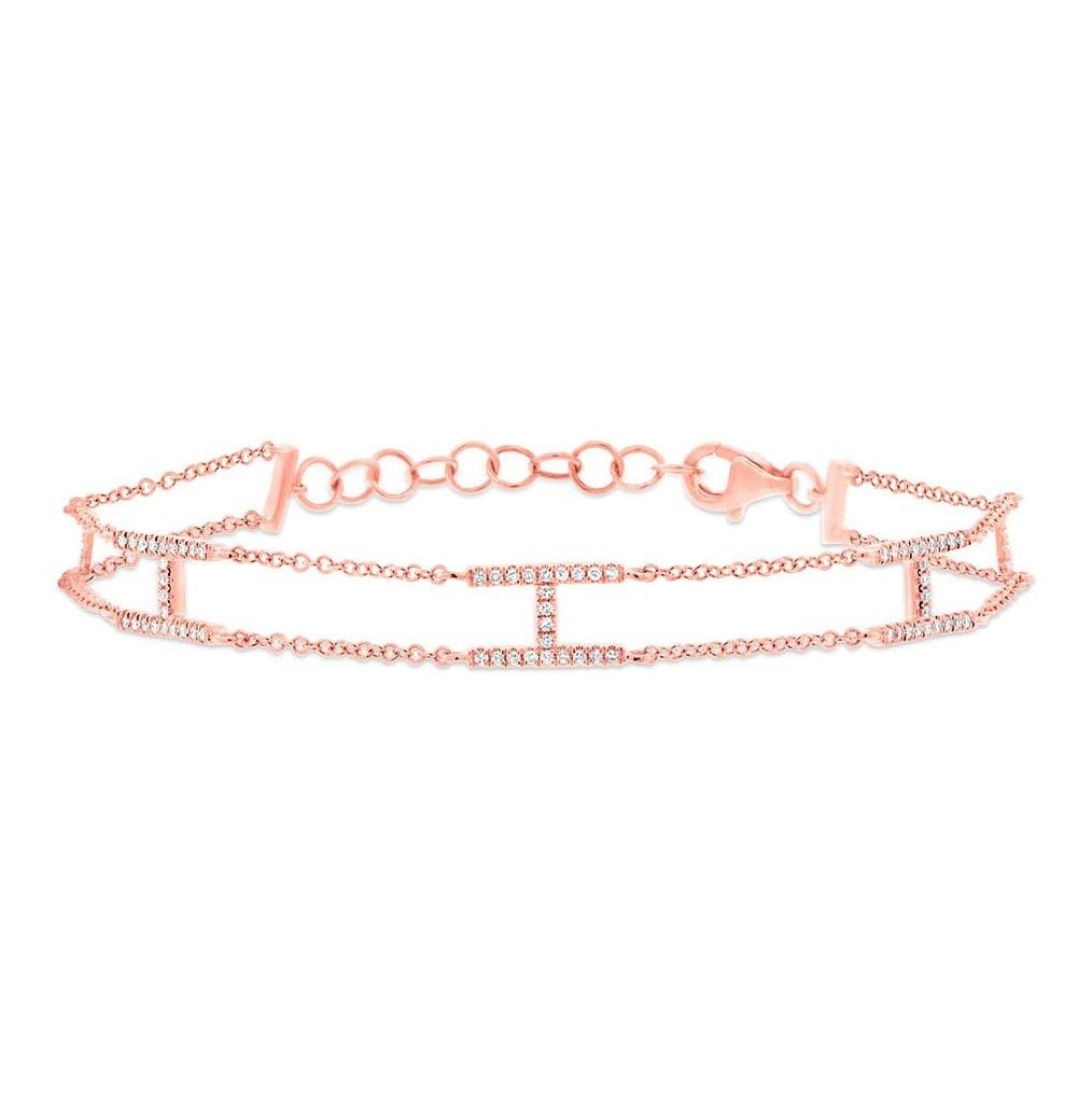 0.25 Ctw 14k Rose Gold Diamond Womens Bracelet