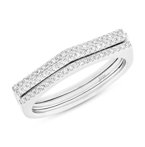 0.21 Ctw 14k White Gold Diamond Puzzle Ring 2-pc