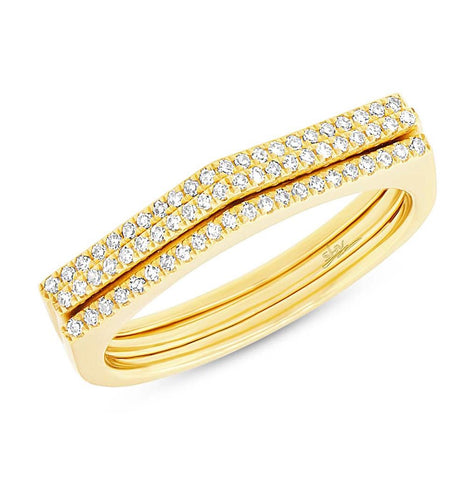 0.21 Ctw 14k Yellow Gold Diamond Puzzle Ring 2-pc