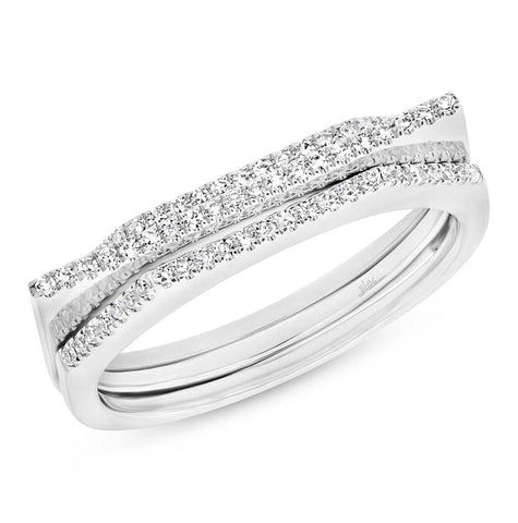 0.22 Ctw 14k White Gold Diamond Puzzle Ring 2-pc