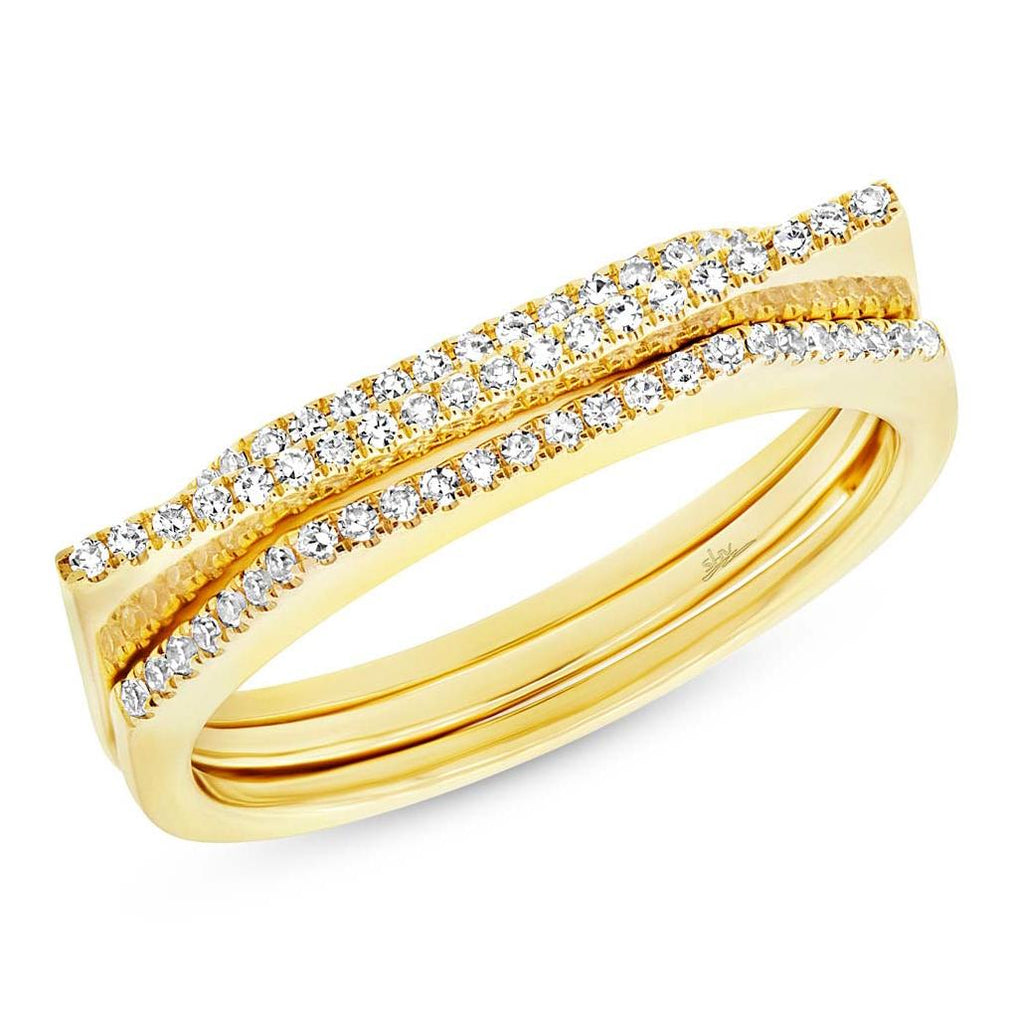 0.22 Ctw 14k Yellow Gold Diamond Puzzle Ring 2-pc