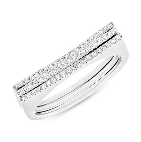 0.18 Ctw 14k White Gold Diamond Puzzle Ring 2-pc