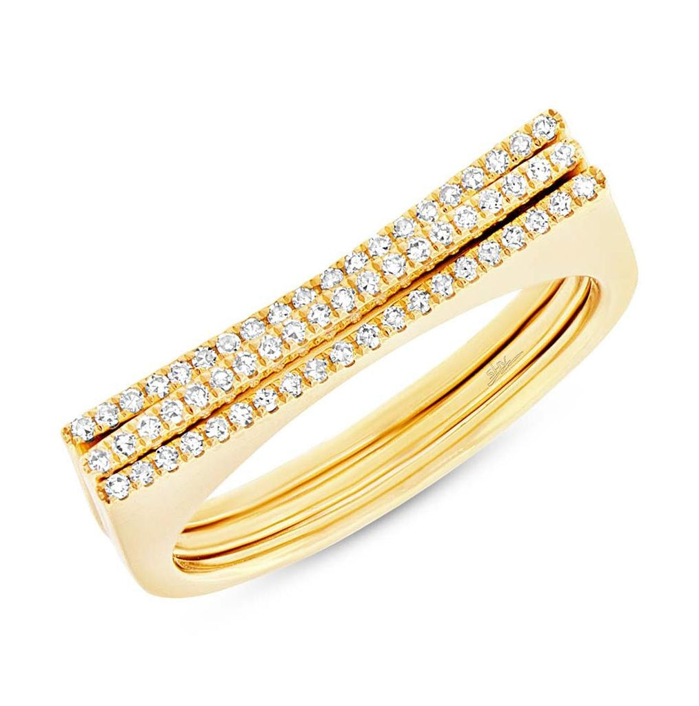 0.18 Ctw 14k Yellow Gold Diamond Puzzle Ring 2-pc