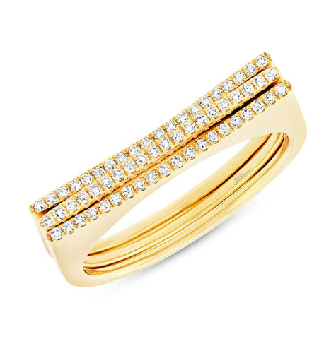 0.18 Ctw 14k Yellow Gold Diamond Puzzle Ring 2-pc