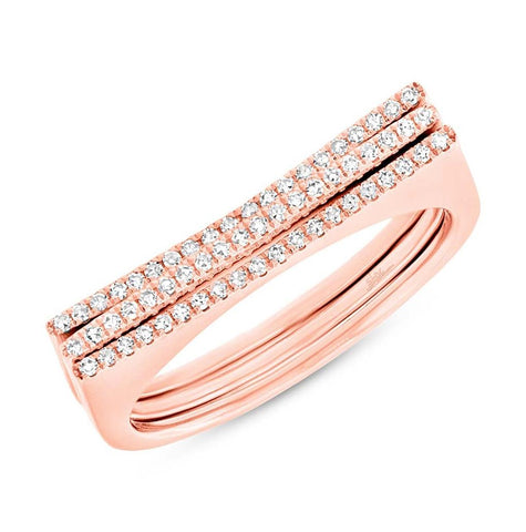 0.18 Ctw 14k Rose Gold Diamond Puzzle Ring 2-pc