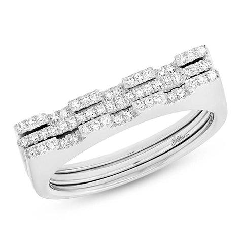 0.22 Ctw 14k White Gold Diamond Puzzle Ring 2-pc