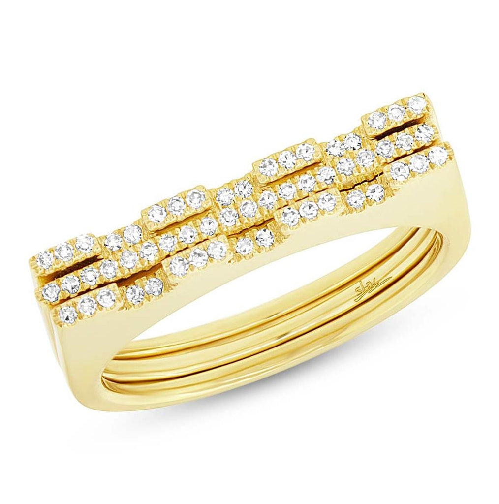 0.22 Ctw 14k Yellow Gold Diamond Puzzle Ring 2-pc