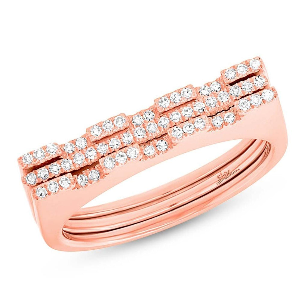 0.22 Ctw 14k Rose Gold Diamond Puzzle Ring 2-pc