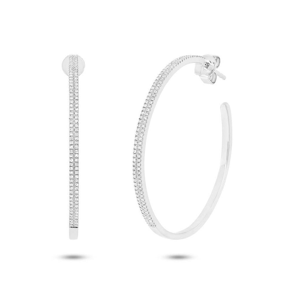 0.46 Ctw 14k White Gold Diamond Hoop Earring