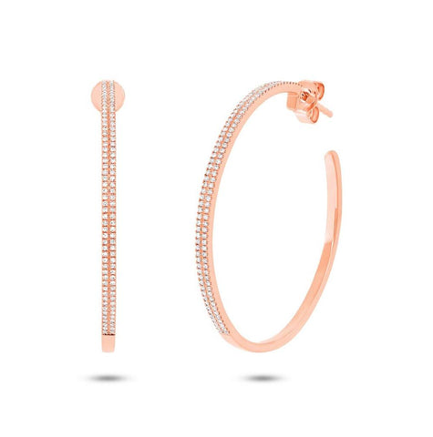 0.46 Ctw 14k Rose Gold Diamond Hoop Earring