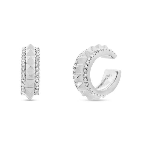 0.23 Ctw 14k White Gold Diamond Ear Cuff Earring