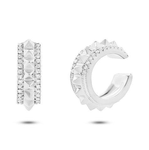 0.13 Ctw 14k White Gold Diamond Ear Cuff Earring