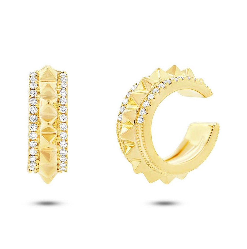 0.13 Ctw 14k Yellow Gold Diamond Ear Cuff Earring