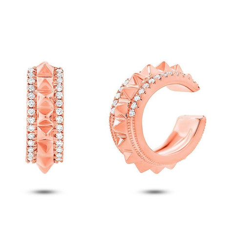 0.13 Ctw 14k Rose Gold Diamond Ear Cuff Earring