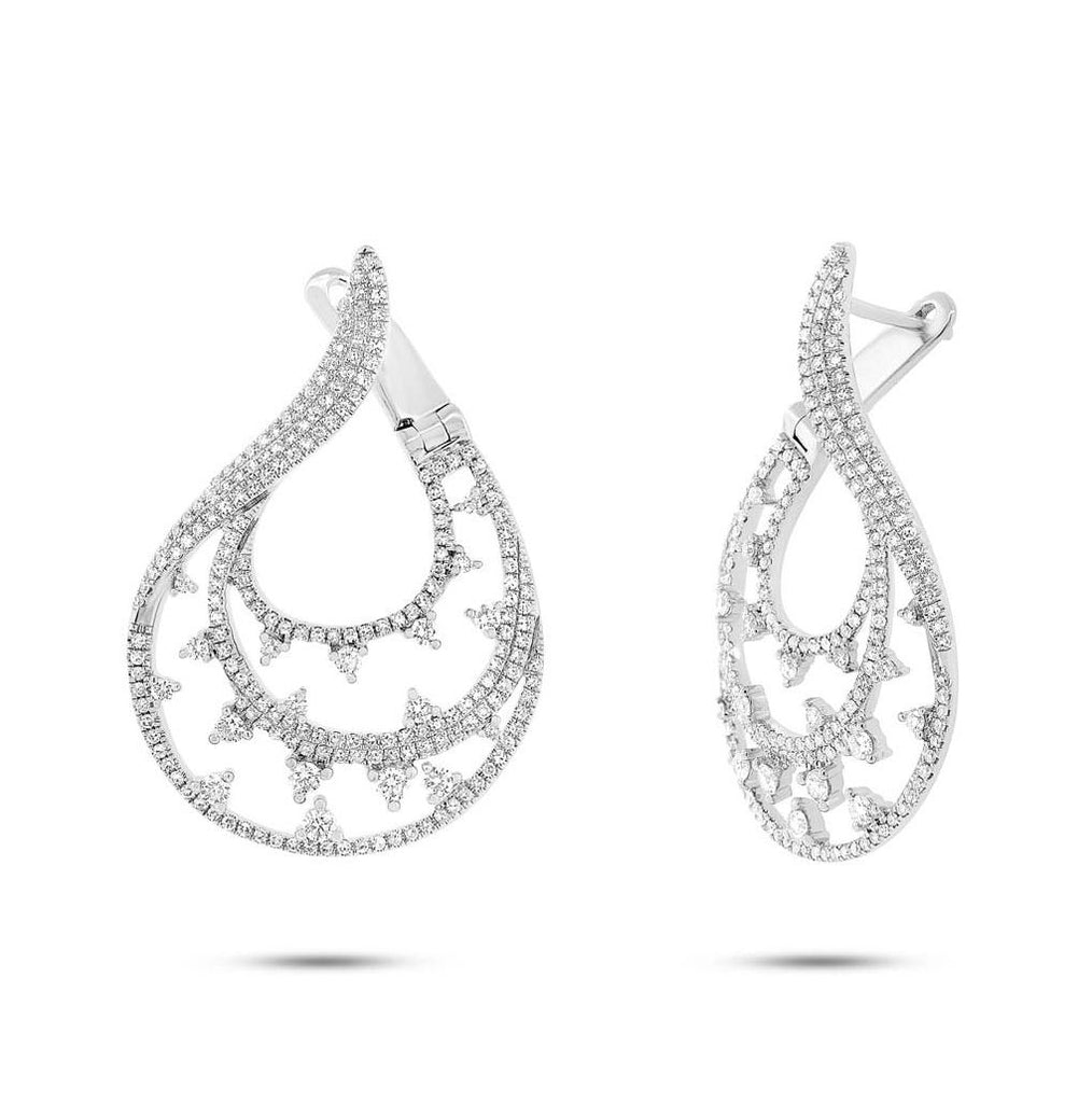 1.54 Ctw 14k White Gold Diamond Earring