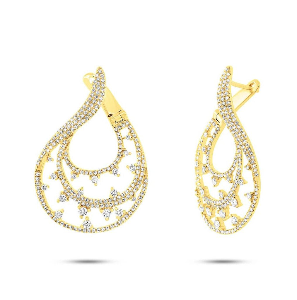 1.54 Ctw 14k Yellow Gold Diamond Earring