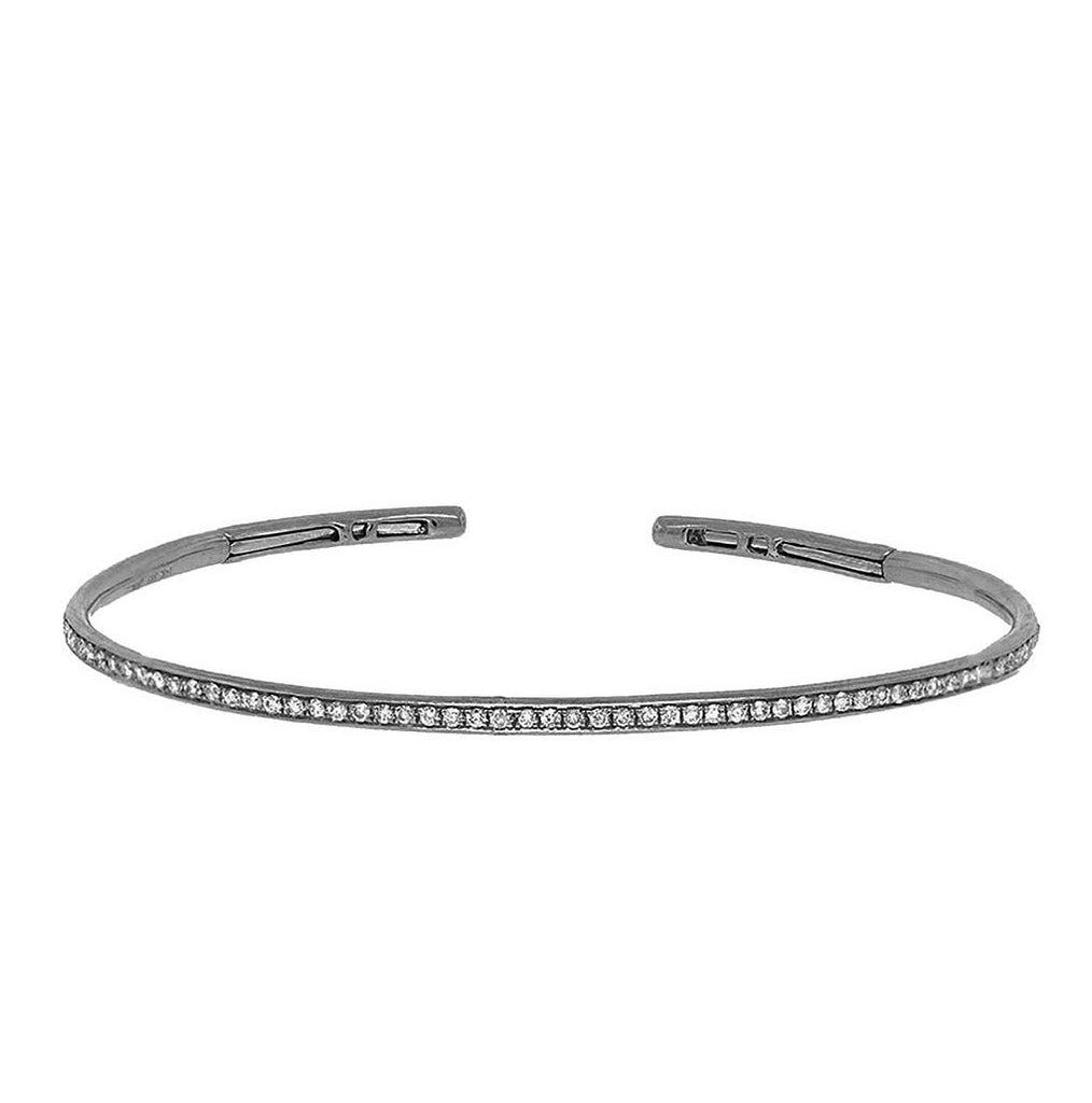 0.50 Ctw 14k Black Rhodium Gold Diamond Bangle Bracelet