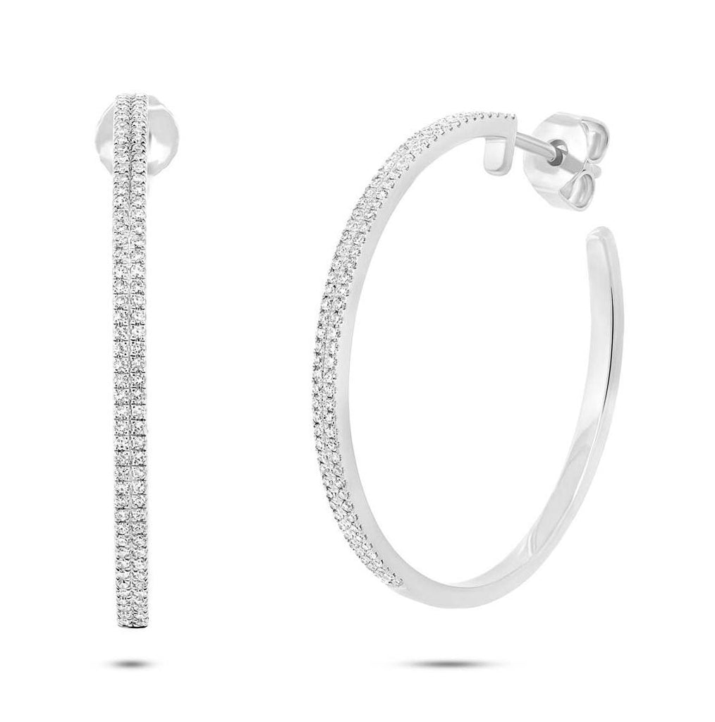 0.39 Ctw 14k White Gold Diamond Hoop Earring