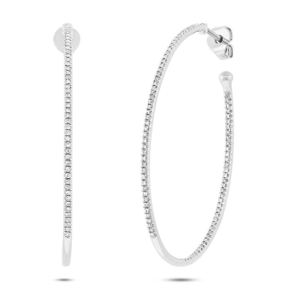 0.46 Ctw 14k White Gold Diamond Oval Hoop Earring