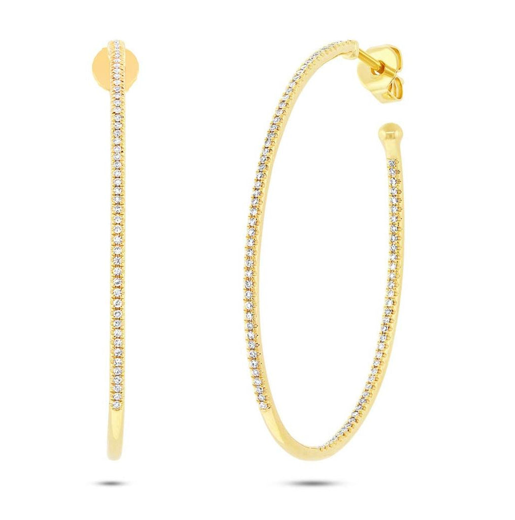 0.46 Ctw 14k Yellow Gold Diamond Oval Hoop Earring