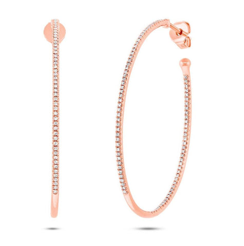 0.46 Ctw 14k Rose Gold Diamond Oval Hoop Earring