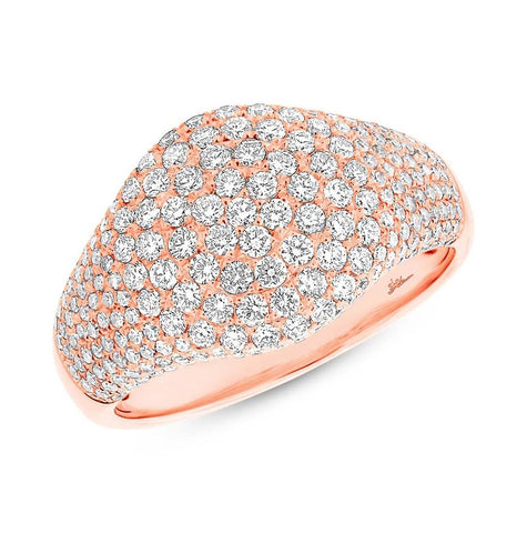 1.29 Ctw 14k Rose Gold Diamond Pave Womens Ring Size 2.5