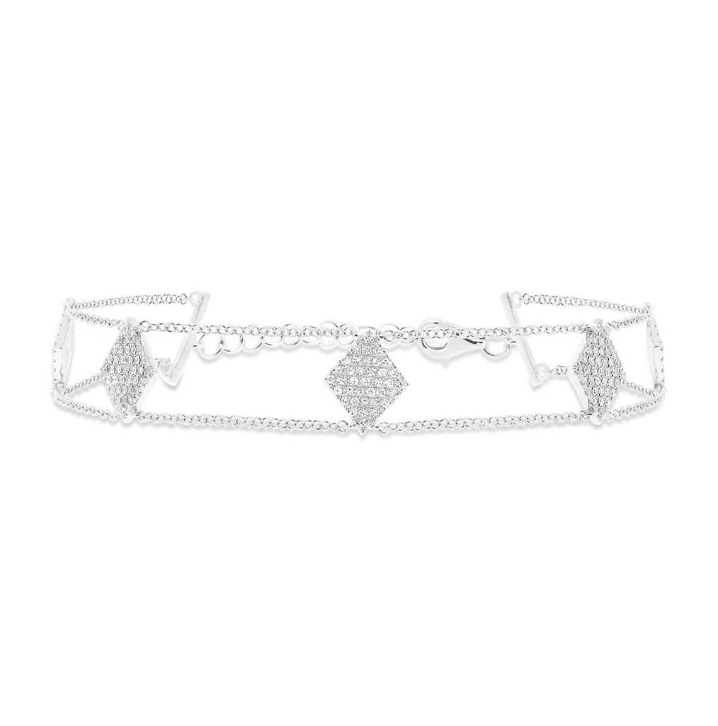 0.41 Ctw 14k White Gold Diamond Pave Womens Bracelet