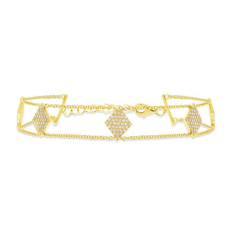 0.41 Ctw 14k Yellow Gold Diamond Pave Womens Bracelet