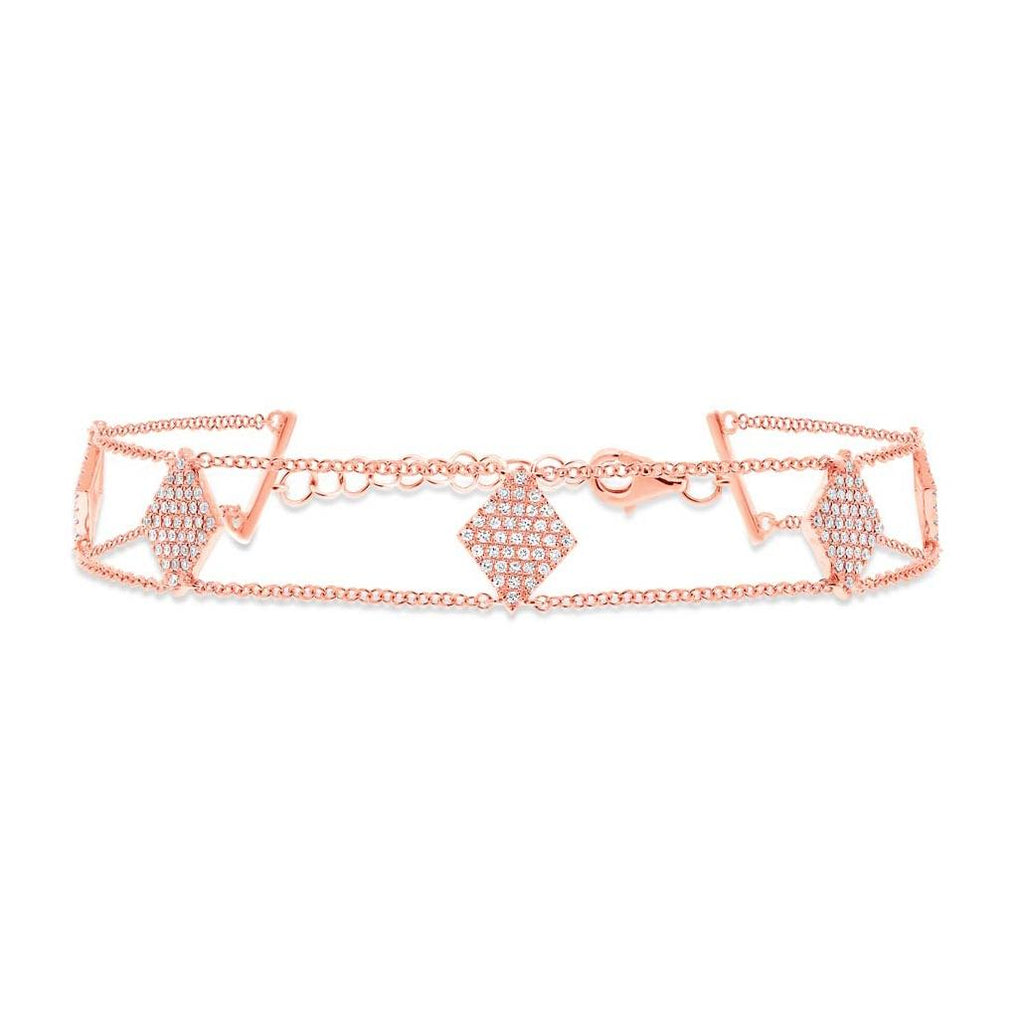 0.41 Ctw 14k Rose Gold Diamond Pave Womens Bracelet