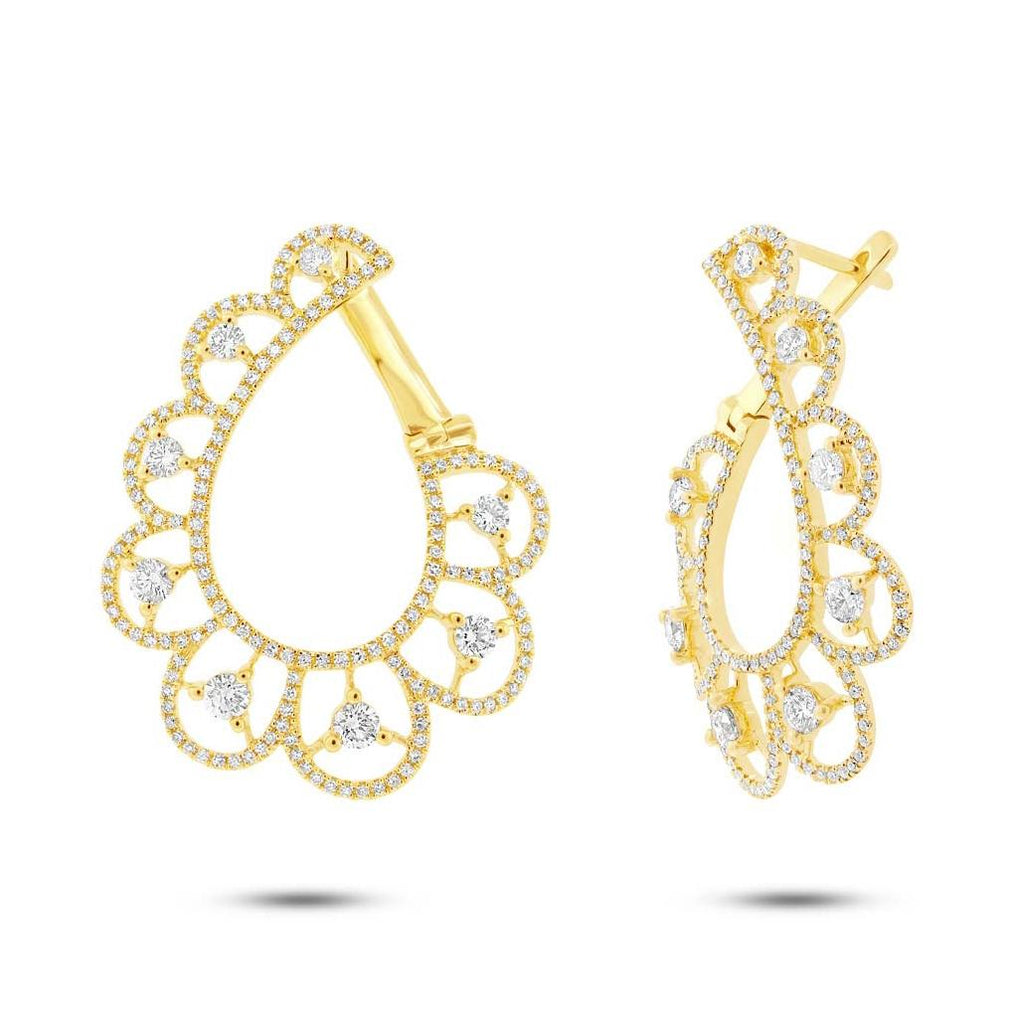 1.65 Ctw 14k Yellow Gold Diamond Earring