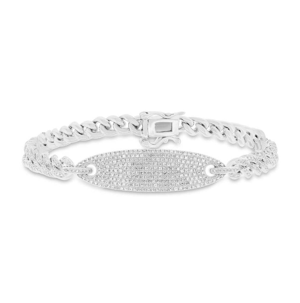 1.56 Ctw 14k White Gold Diamond Pave Chain Bracelet