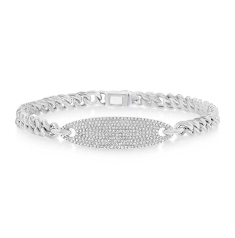 0.56 Ctw 14k White Gold Diamond Pave Chain Bracelet