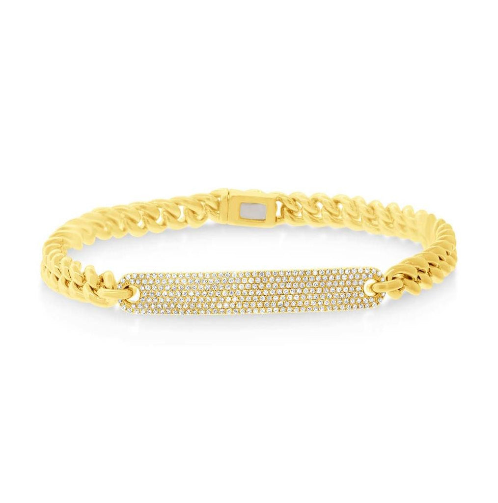 0.52 Ctw 14k Yellow Gold Diamond Pave Chain Bracelet