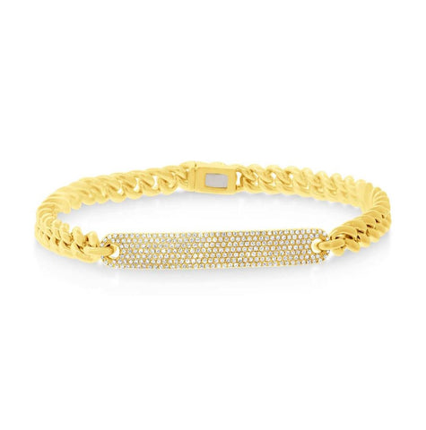 0.52 Ctw 14k Yellow Gold Diamond Pave Chain Bracelet