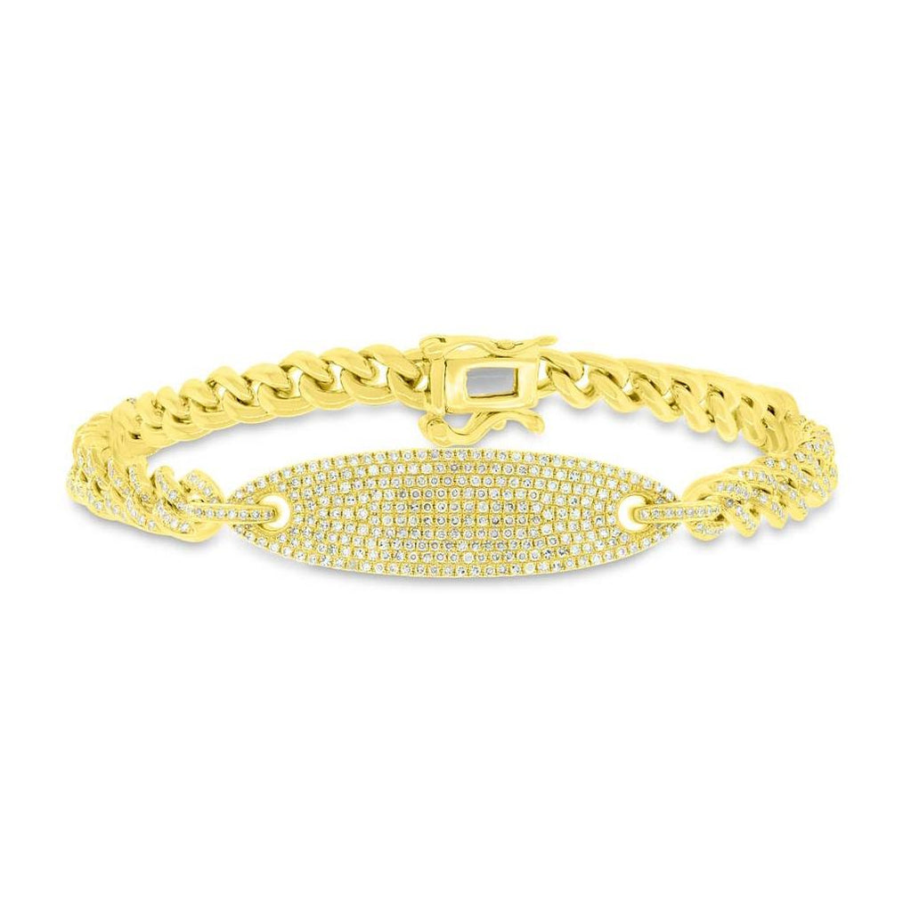 1.56 Ctw 14k Yellow Gold Diamond Pave Chain Bracelet