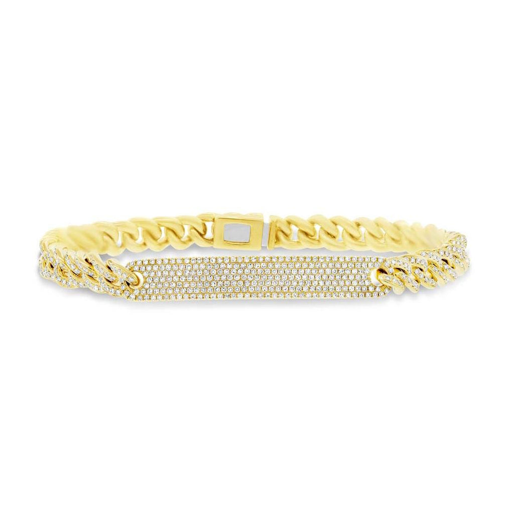 1.49 Ctw 14k Yellow Gold Diamond Pave Chain Bracelet