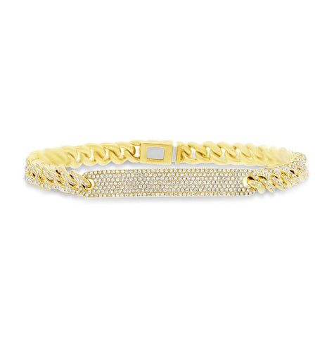 1.49 Ctw 14k Yellow Gold Diamond Pave Chain Bracelet